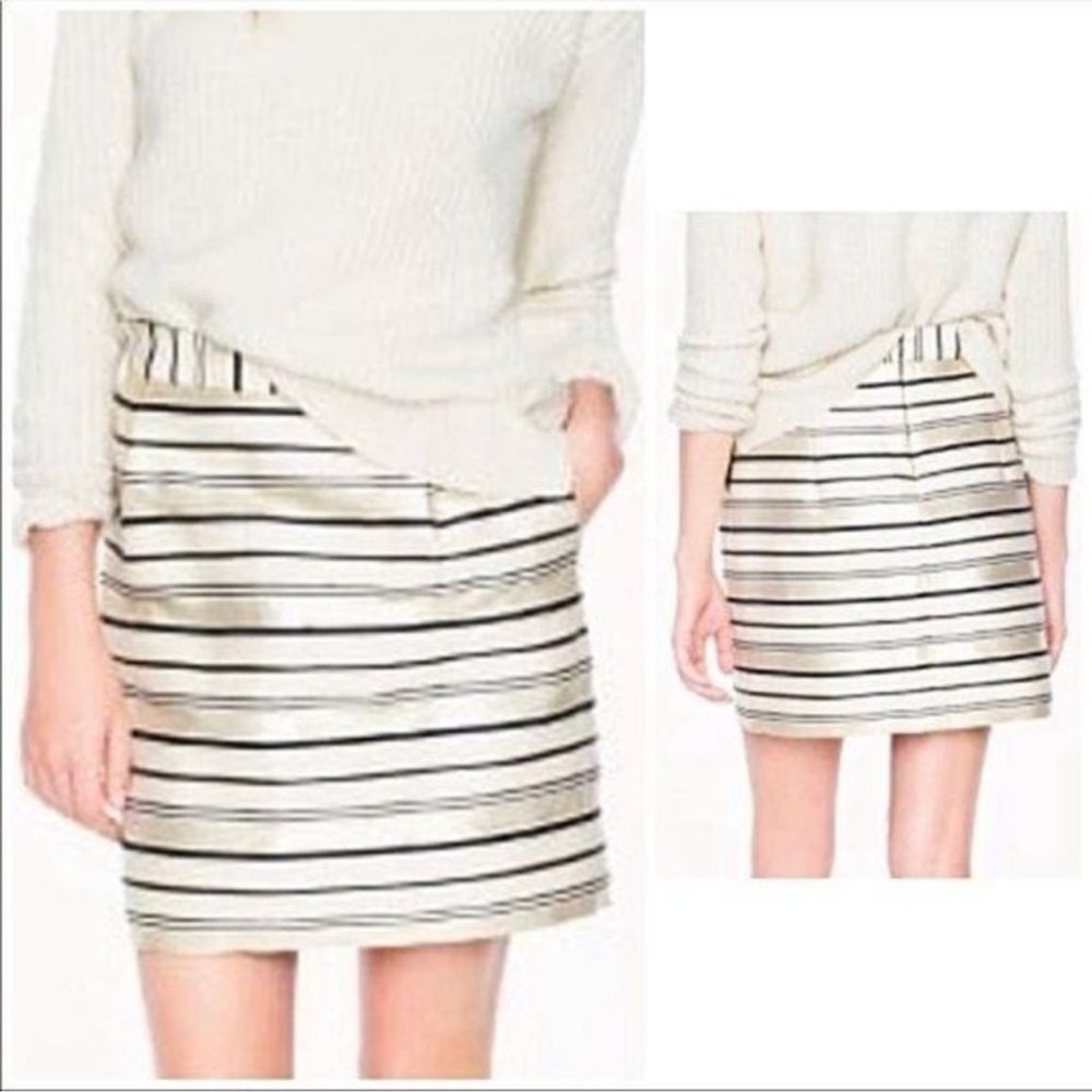 J. Crew Gold Metallic Striped Mini Skirt  Z.